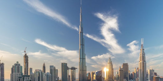 Germany and Dubai skyline transition